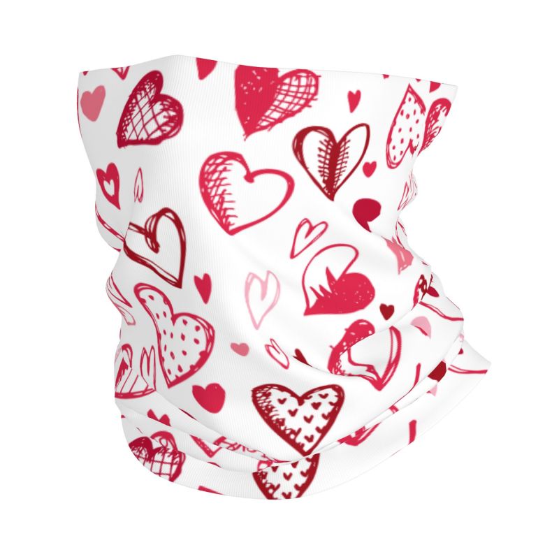 Neck Gaiter Face Cover - 핑크 레드 러브 하트 반다나 넥