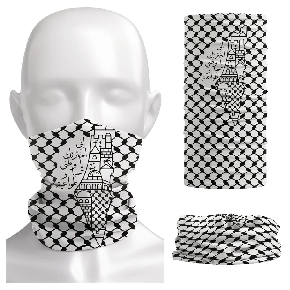 Neck Gaiter Face Cover - 아랍 서예 반다나 민속 하타 쿠피야