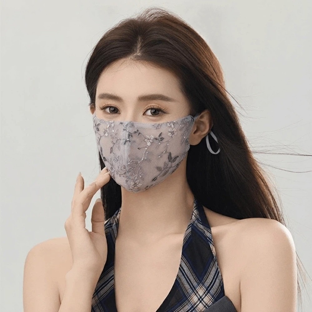 섬세한 자수 꽃 여름 레이스 마스크 얇은 통기성 자외선 - Respirator Half Face 리뷰 및 가격